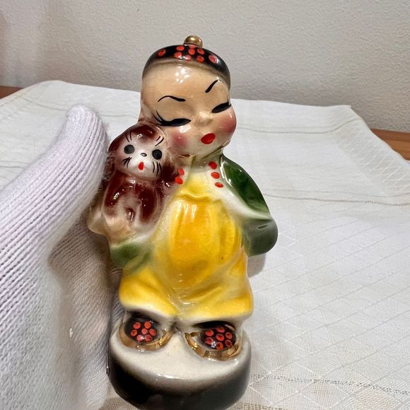 1952 Vintage Josef Originals WEE CHING with his Dog, Chinese Porcelain Figurine - Picture 4 of 10